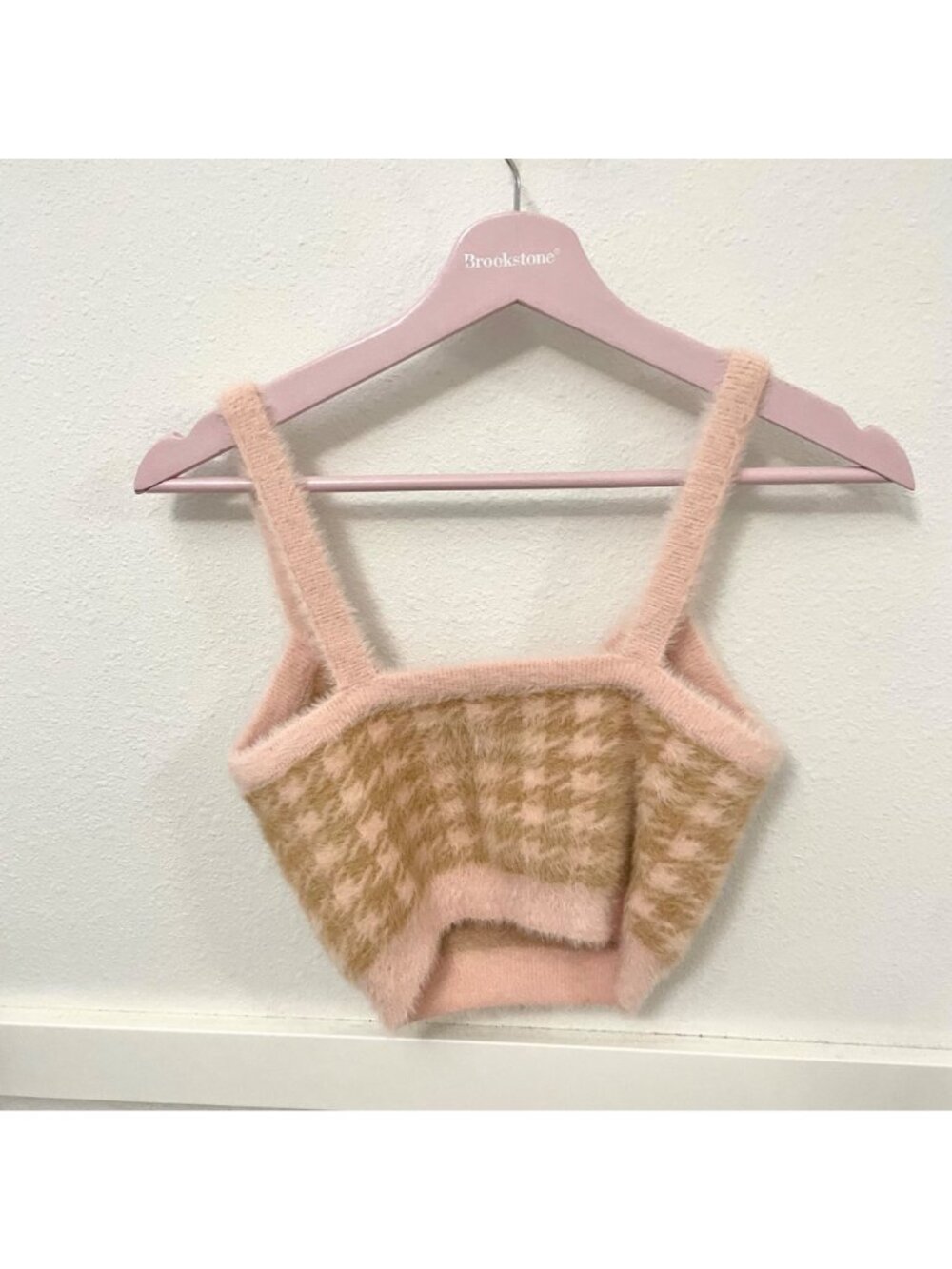 For Love & Lemons Cher Cardigan Tank Skirt Set M Light Pink Orange Houndstooth - Picture 9 of 12